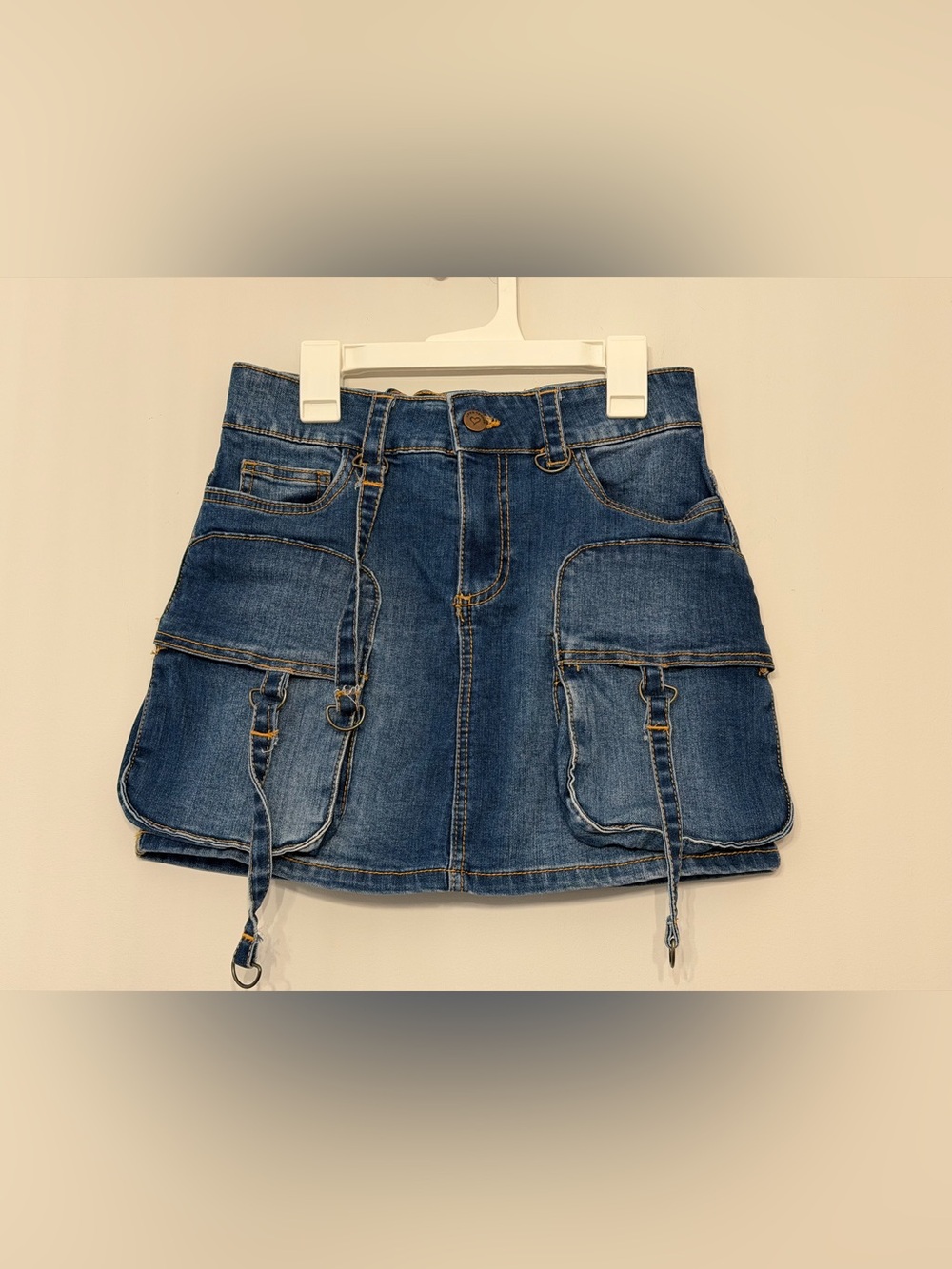 Denim Cargo Mini Skirt - Blue